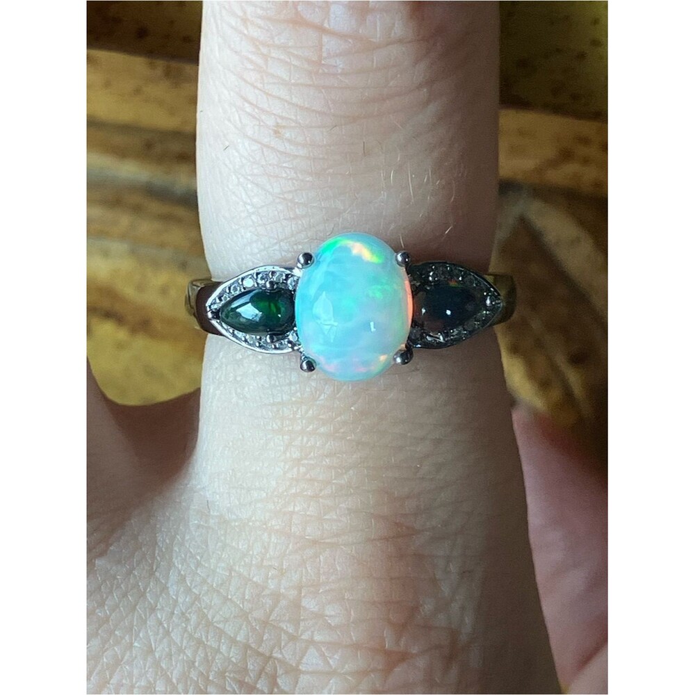 Ethiopian Opal Sterling Silver Ring Size 8